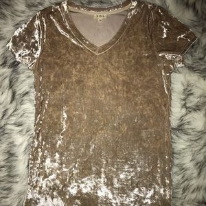 Velvet rose gold v-neck t-shirt
